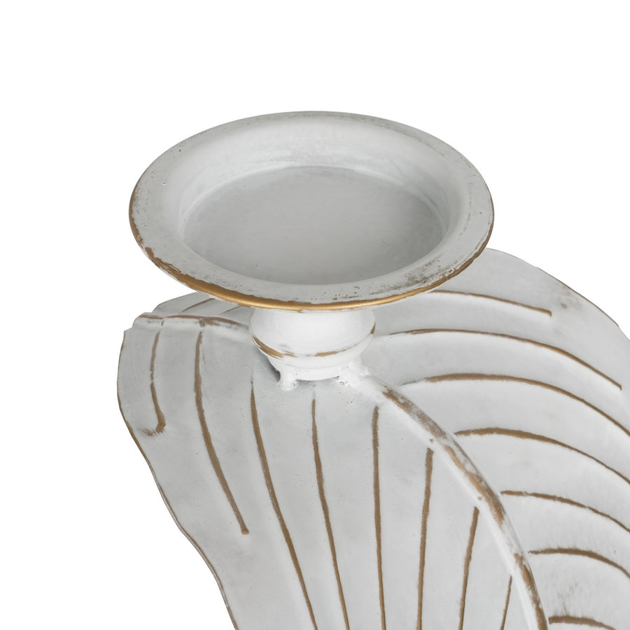 PORTAVELAS HOJA BLANCO METAL DECORACIÓN 23,50 X 22,50 X 118