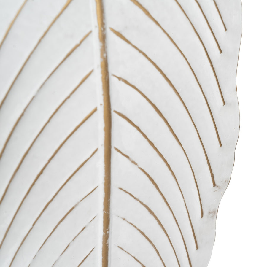 PORTAVELAS HOJA BLANCO METAL DECORACIÓN 23,50 X 22,50 X 118