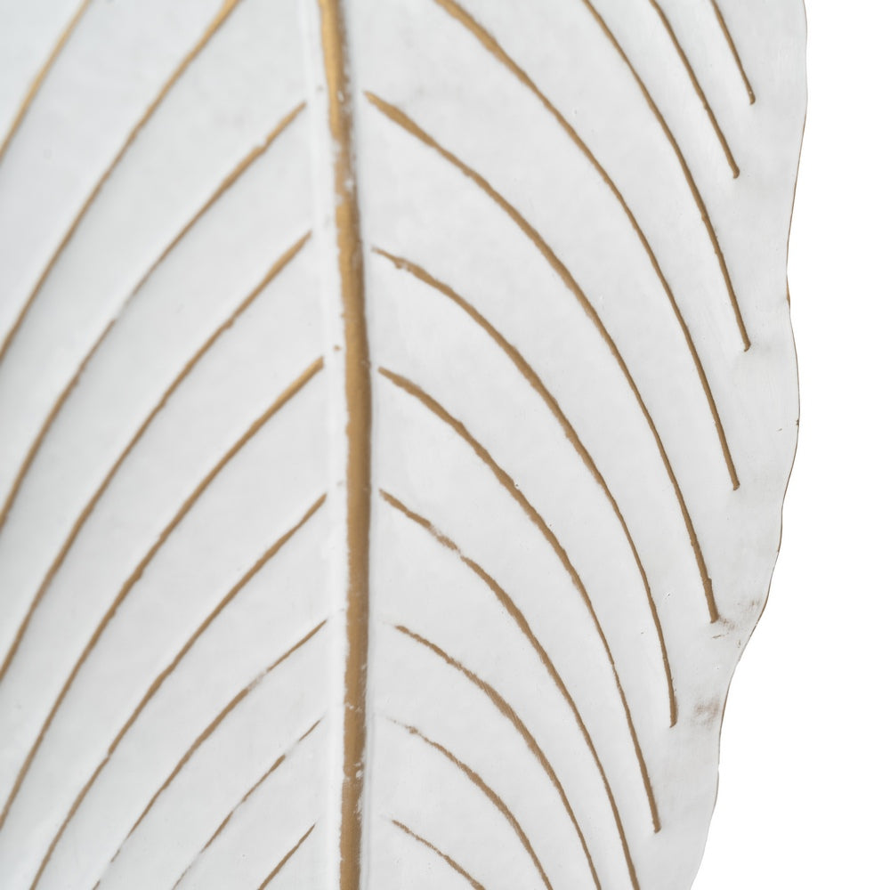 CANDLE HOLDER LEAF WHITE METAL DECORATION 23.50 X 22.50 X 118