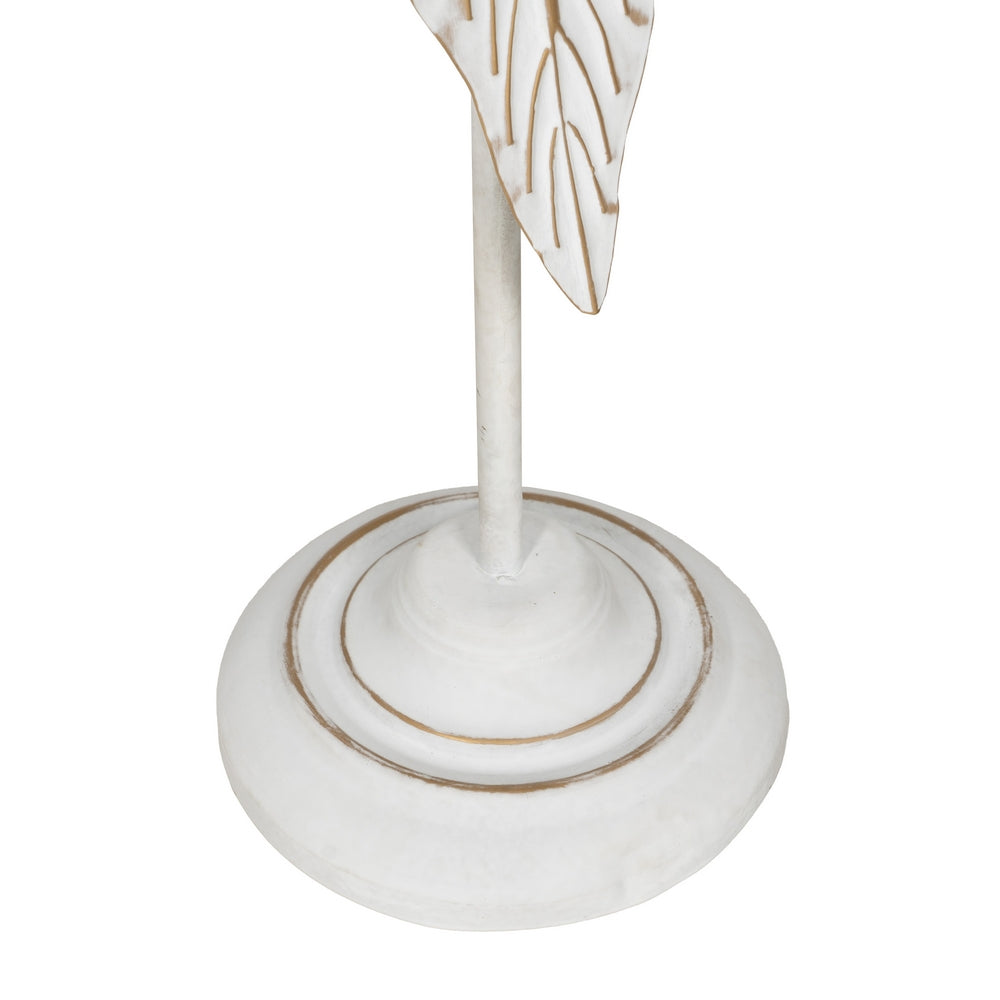 CANDLE HOLDER LEAF WHITE METAL DECORATION 23.50 X 22.50 X 118