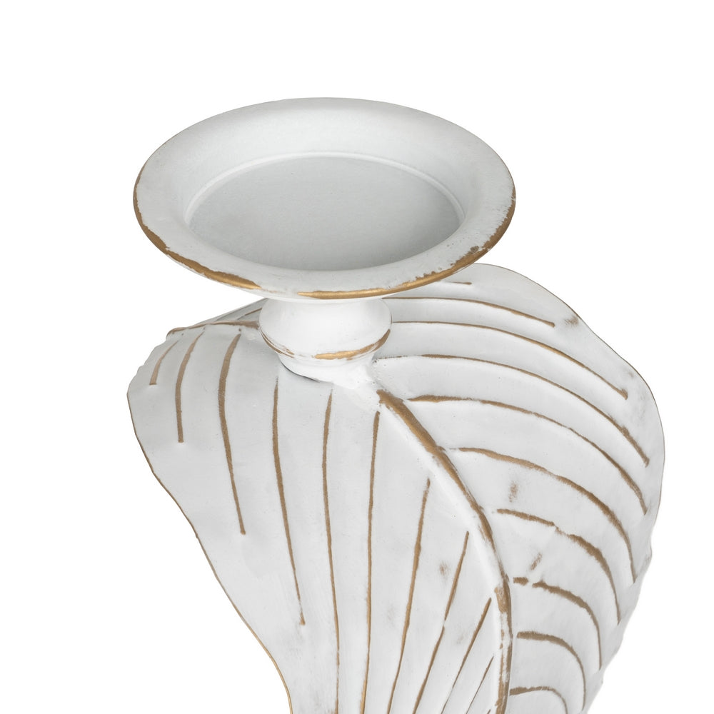 CANDLE HOLDER LEAF WHITE METAL DECORATION 20 X 19 X 92 CM