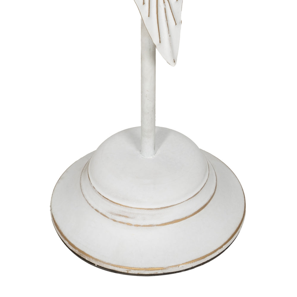 CANDLE HOLDER LEAF WHITE METAL DECORATION 20 X 19 X 92 CM