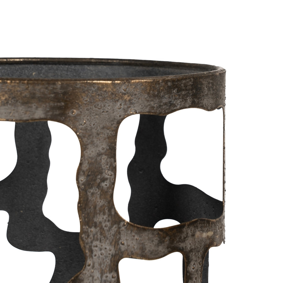 PORTAVELAS ORO ENVEJECIDO METAL 18 X 18 X 65 CM