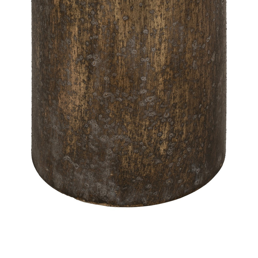 PORTAVELAS ORO ENVEJECIDO METAL 18 X 18 X 65 CM