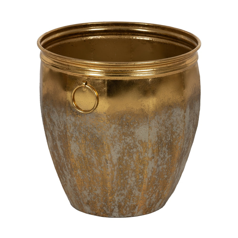 3/SET GOLD METAL PLANTERS DECORATION 41 X 41 X 42.50 CM