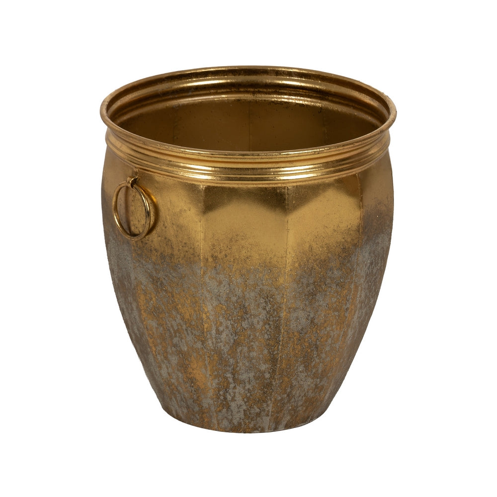 3/SET GOLD METAL PLANTERS DECORATION 41 X 41 X 42.50 CM
