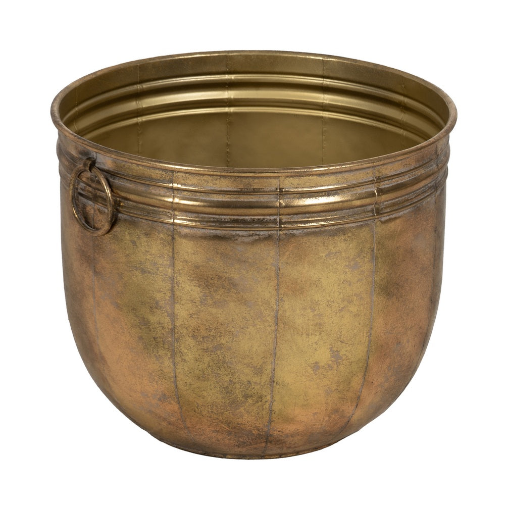 SET OF 3 GOLD METAL PLANTERS 38 X 38 X 40.50 CM
