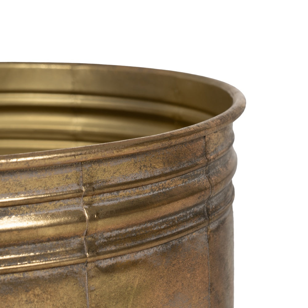 SET OF 3 GOLD METAL PLANTERS 38 X 38 X 40.50 CM