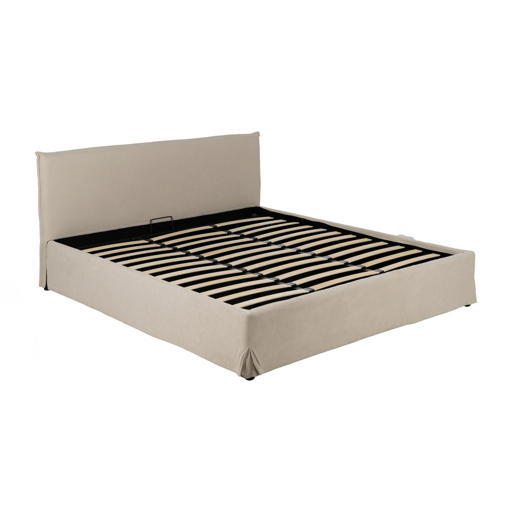 CAMA CANAPÉ BEIGE TEJIDO DORMITORIO 196 X 215 X 97 CM