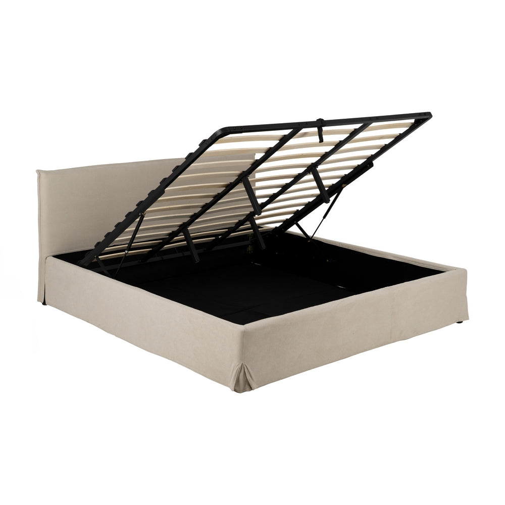 CAMA CANAPÉ BEIGE TEJIDO DORMITORIO 196 X 215 X 97 CM