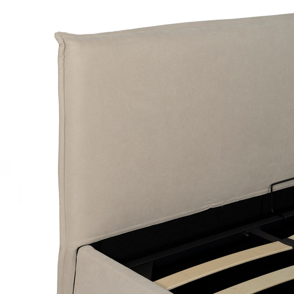 CAMA CANAPÉ BEIGE TEJIDO DORMITORIO 196 X 215 X 97 CM