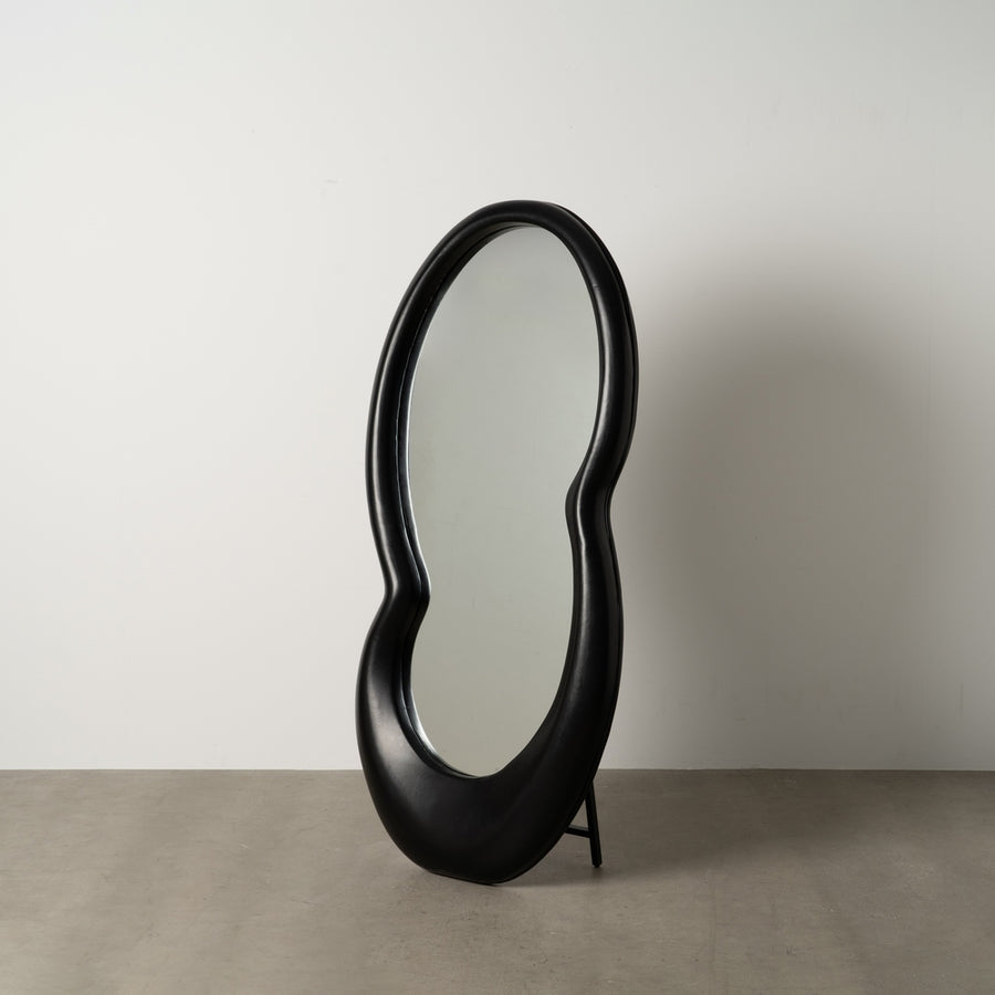 BLACK PU-MDF DECORATIVE MIRROR 85 X 170 X 10 CM
