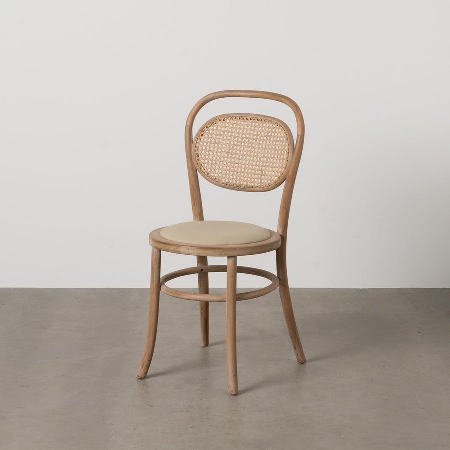 SILLA NATURAL-BEIGE TEJIDO-MADERA 41 X 41 X 89 CM
