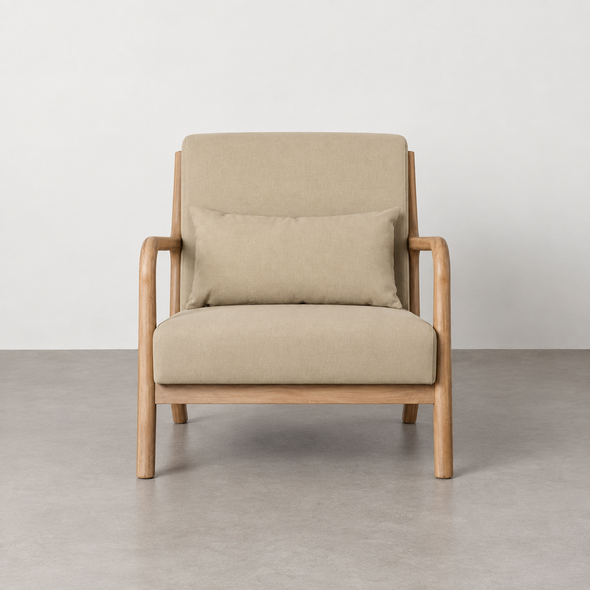 Sillón natural beige tejido madera — vista frontal