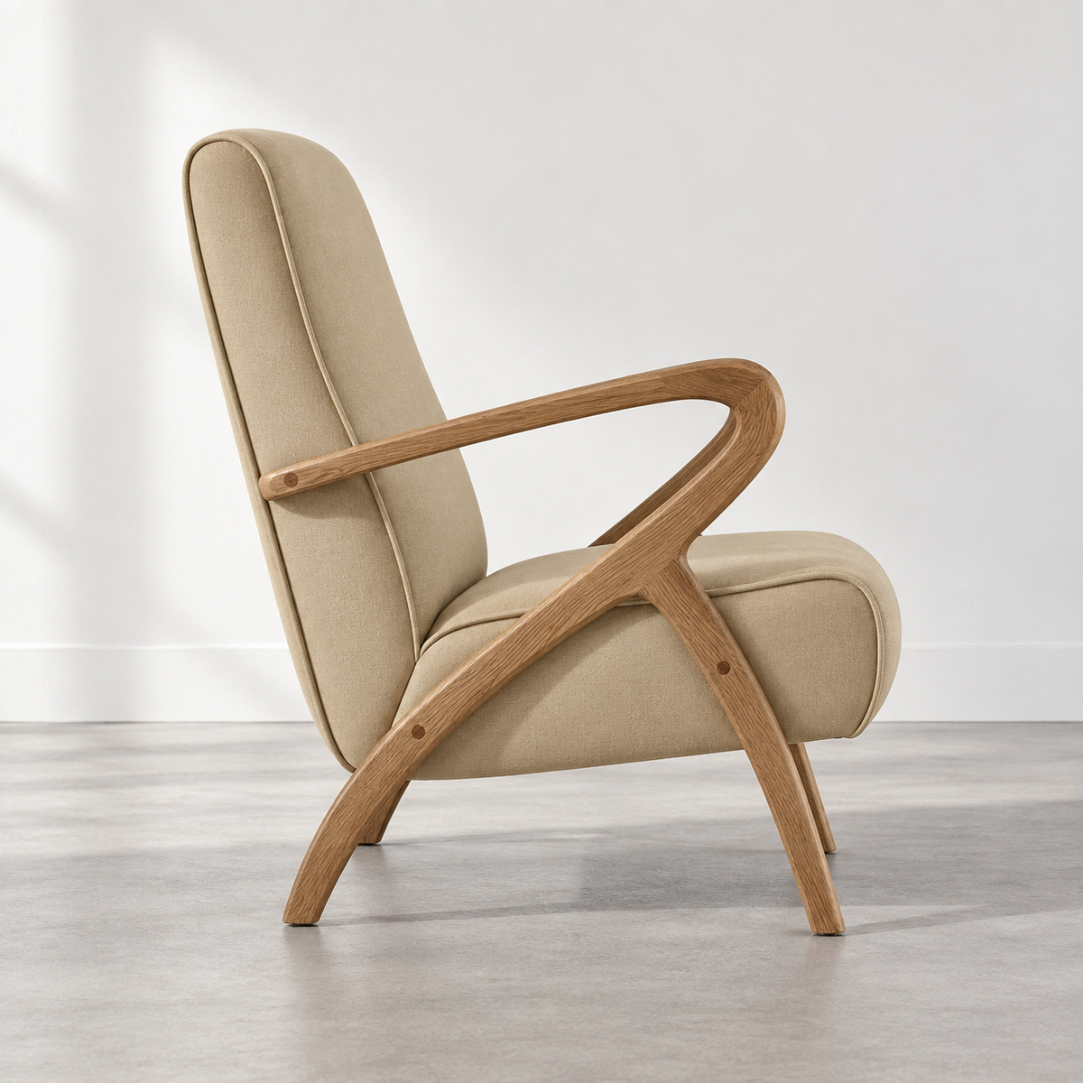 SILLÓN NATURAL-BEIGE TEJIDO-MADERA 66 X 85 X 74 CM