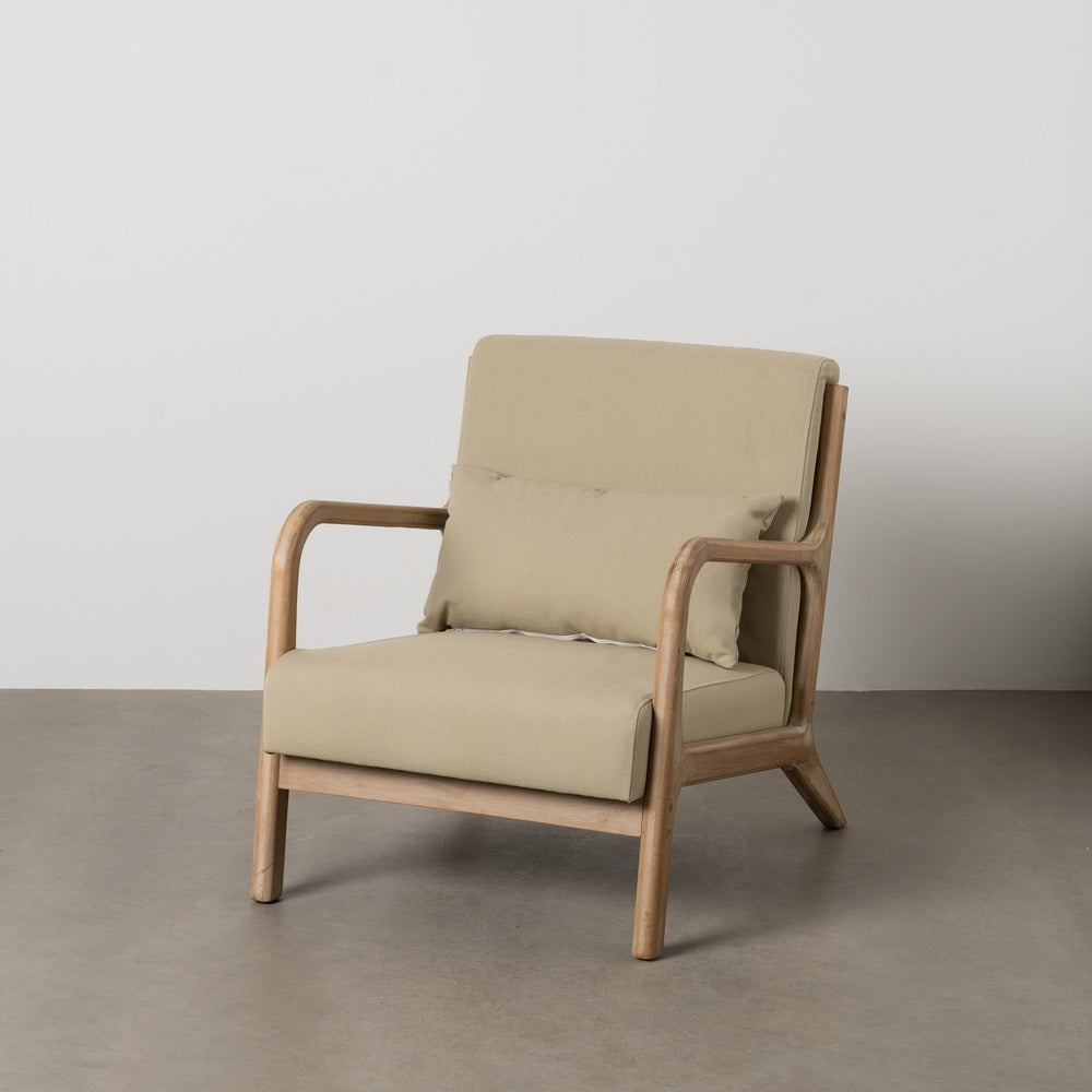SILLÓN NATURAL-BEIGE TEJIDO-MADERA 66 X 85 X 74 CM