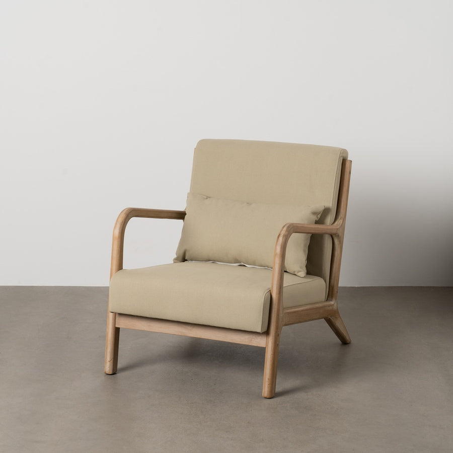 SILLÓN NATURAL-BEIGE TEJIDO-MADERA 66 X 85 X 74 CM