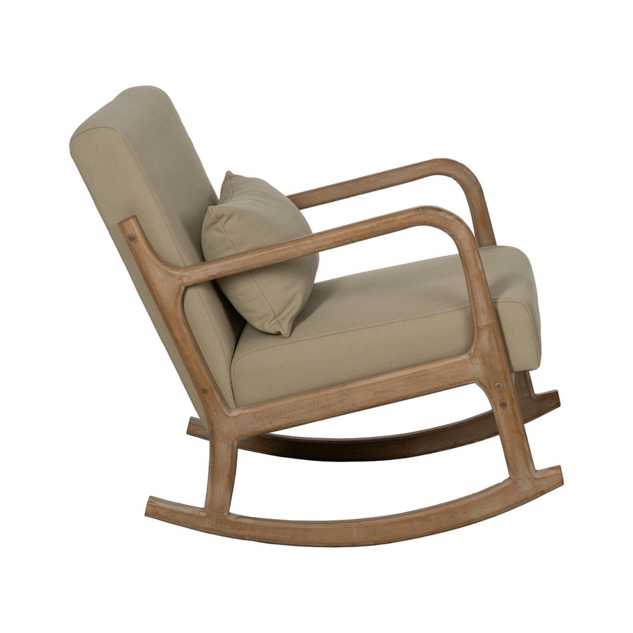 NATURAL-BEIGE FABRIC-WOOD ROCKING CHAIR 66 X 88 X 80 CM