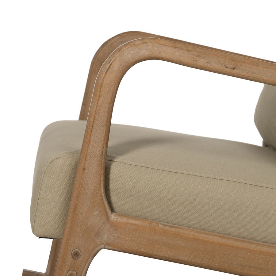 NATURAL-BEIGE FABRIC-WOOD ROCKING CHAIR 66 X 88 X 80 CM