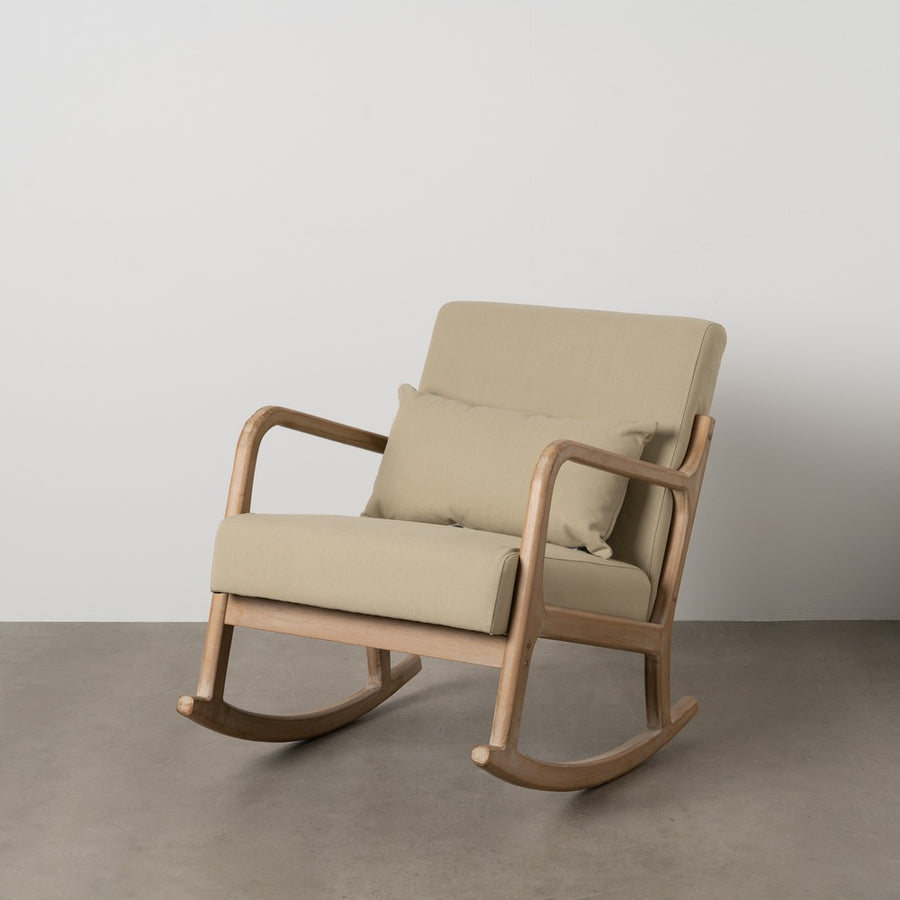 NATURAL-BEIGE FABRIC-WOOD ROCKING CHAIR 66 X 88 X 80 CM
