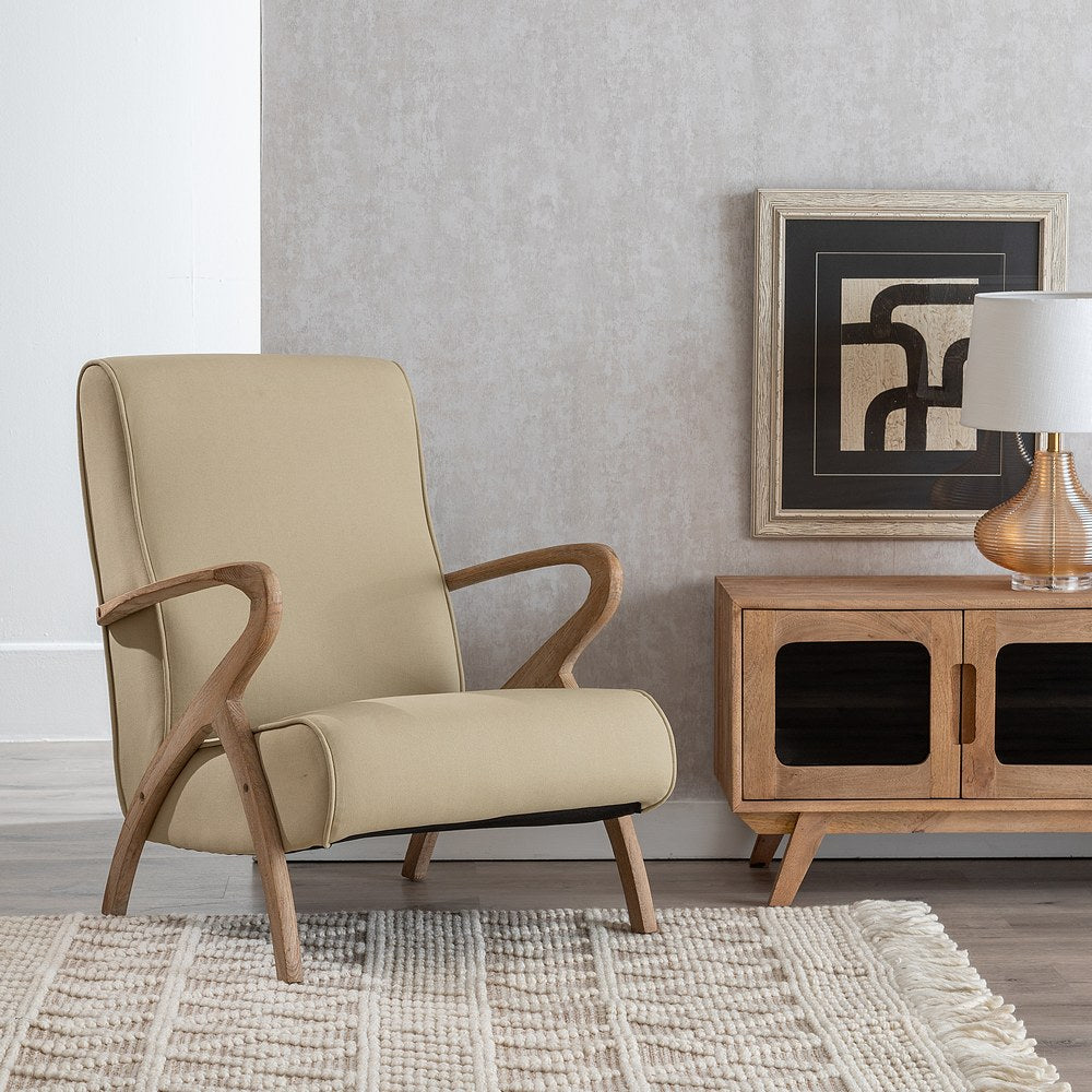 SILLÓN NATURAL-BEIGE TEJIDO-MADERA 57 X 55 X 85 CM