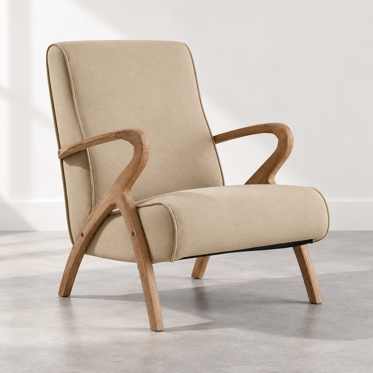 SILLÓN NATURAL-BEIGE TEJIDO-MADERA 57 X 55 X 85 CM