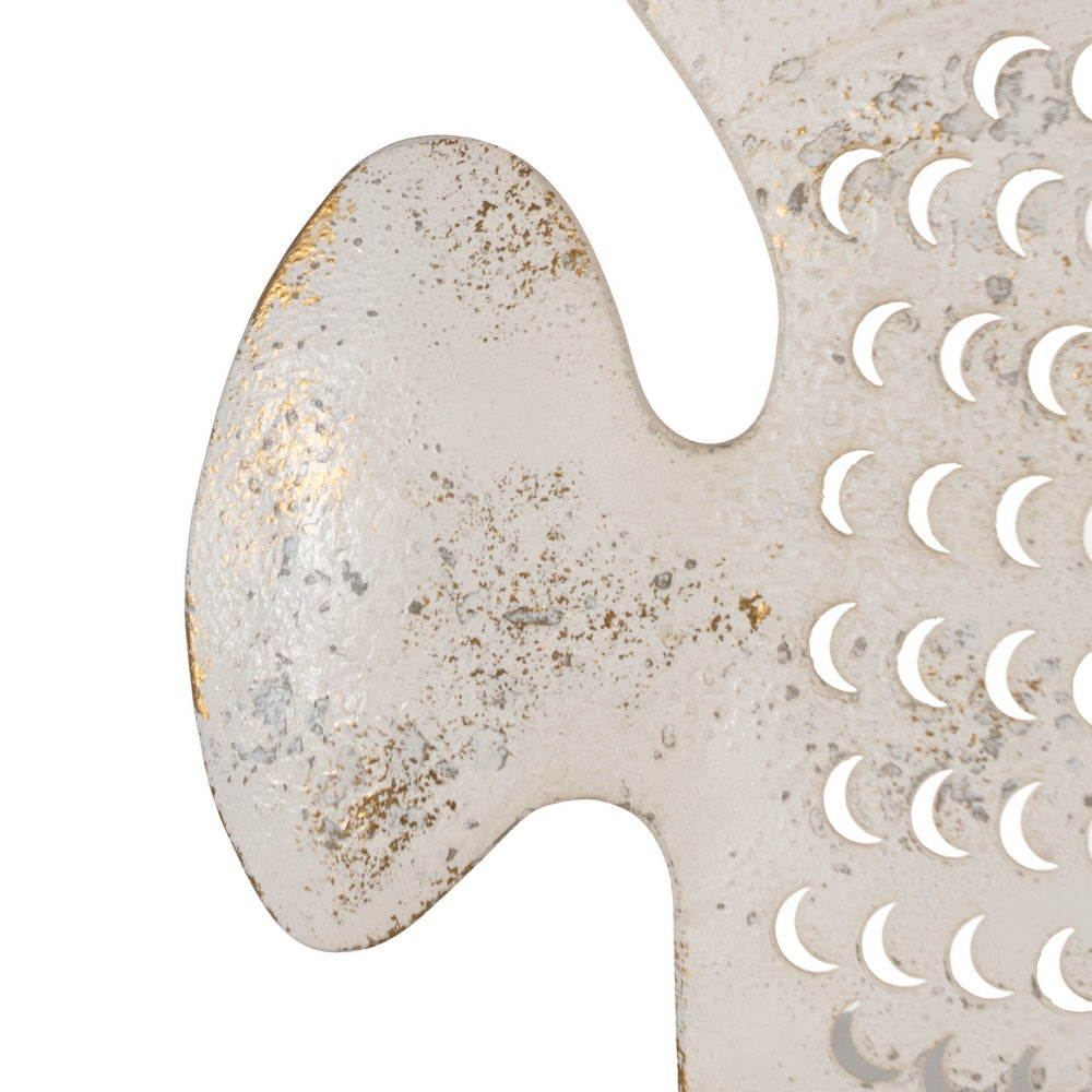 MURAL PARED PEZ BLANCO ROZADO METAL 28 X 2 X 21,50 CM