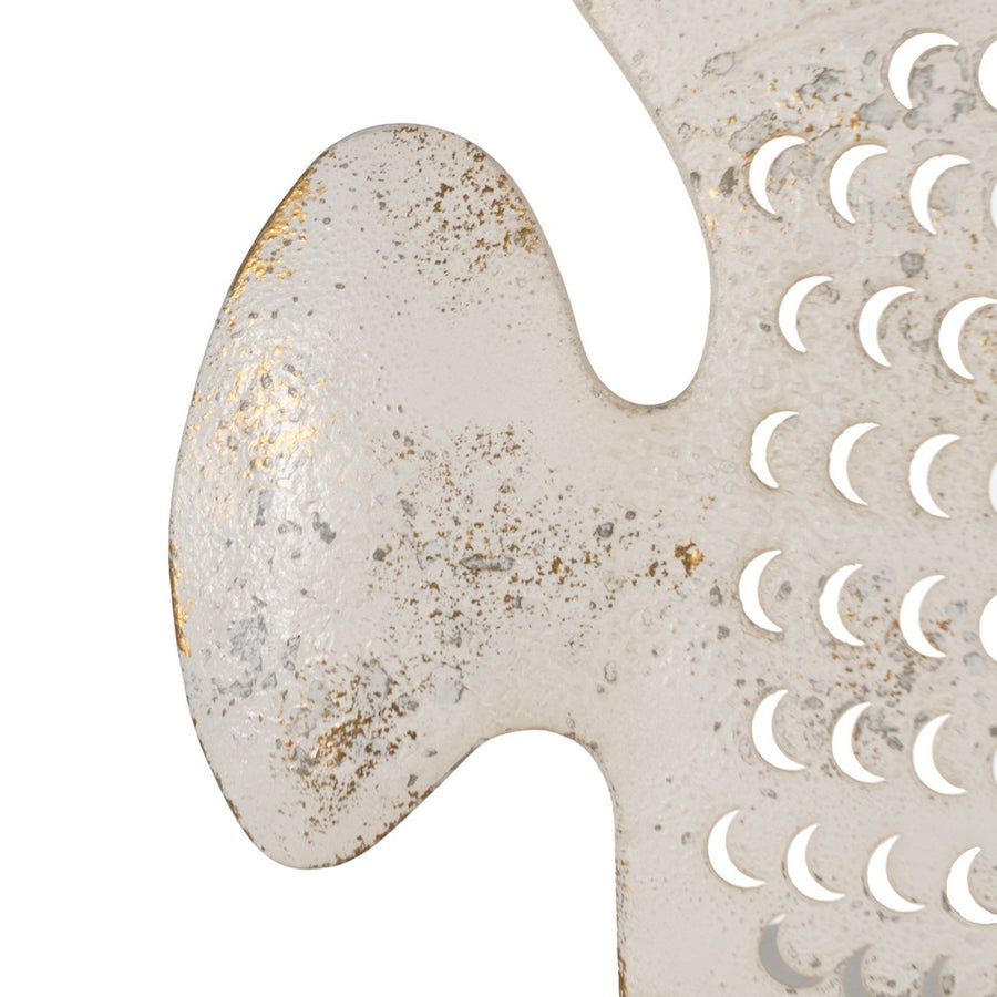 MURAL PARED PEZ BLANCO ROZADO METAL 28 X 2 X 21,50 CM