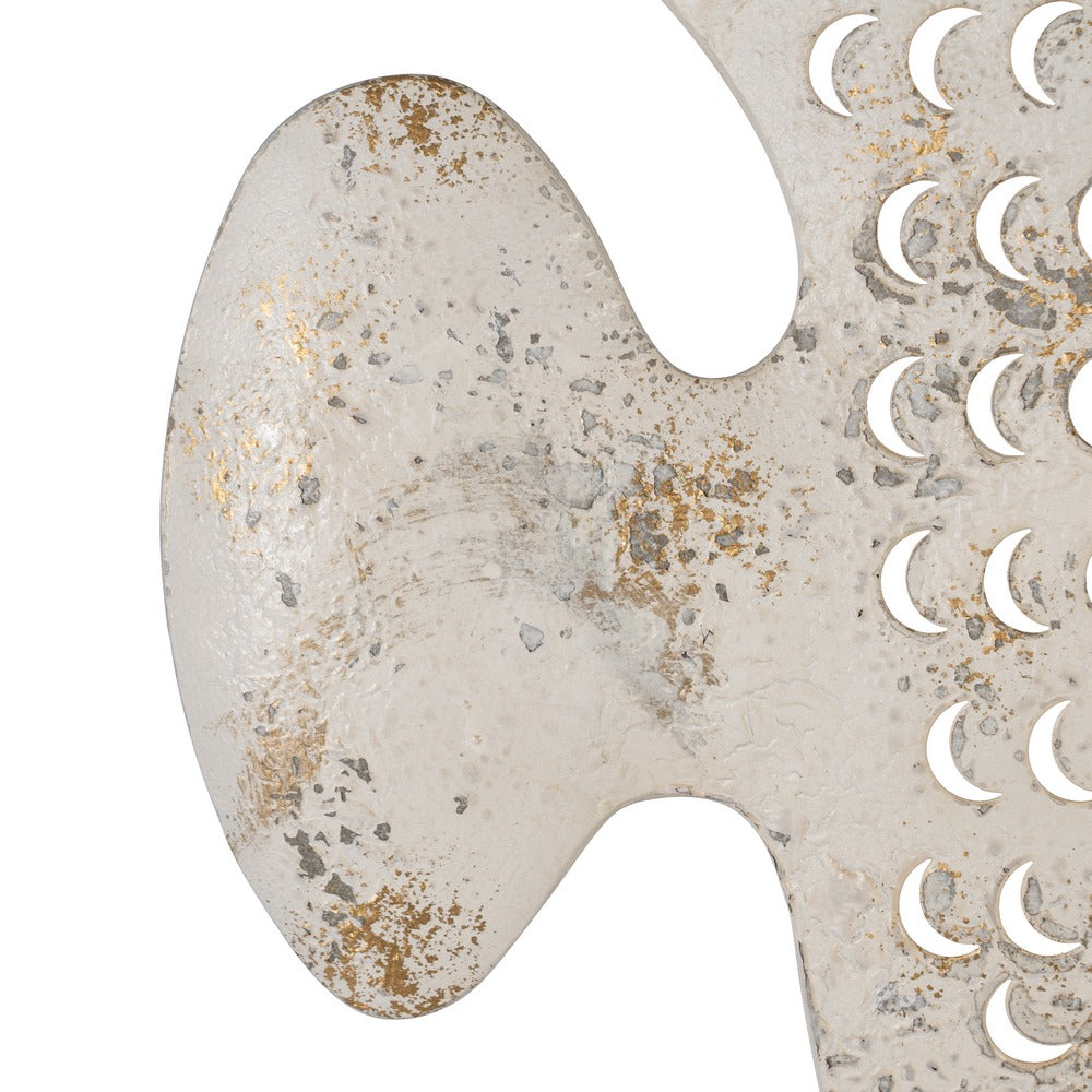 MURAL PARED PEZ BLANCO ROZADO METAL 40,50 X 3 X 31 CM