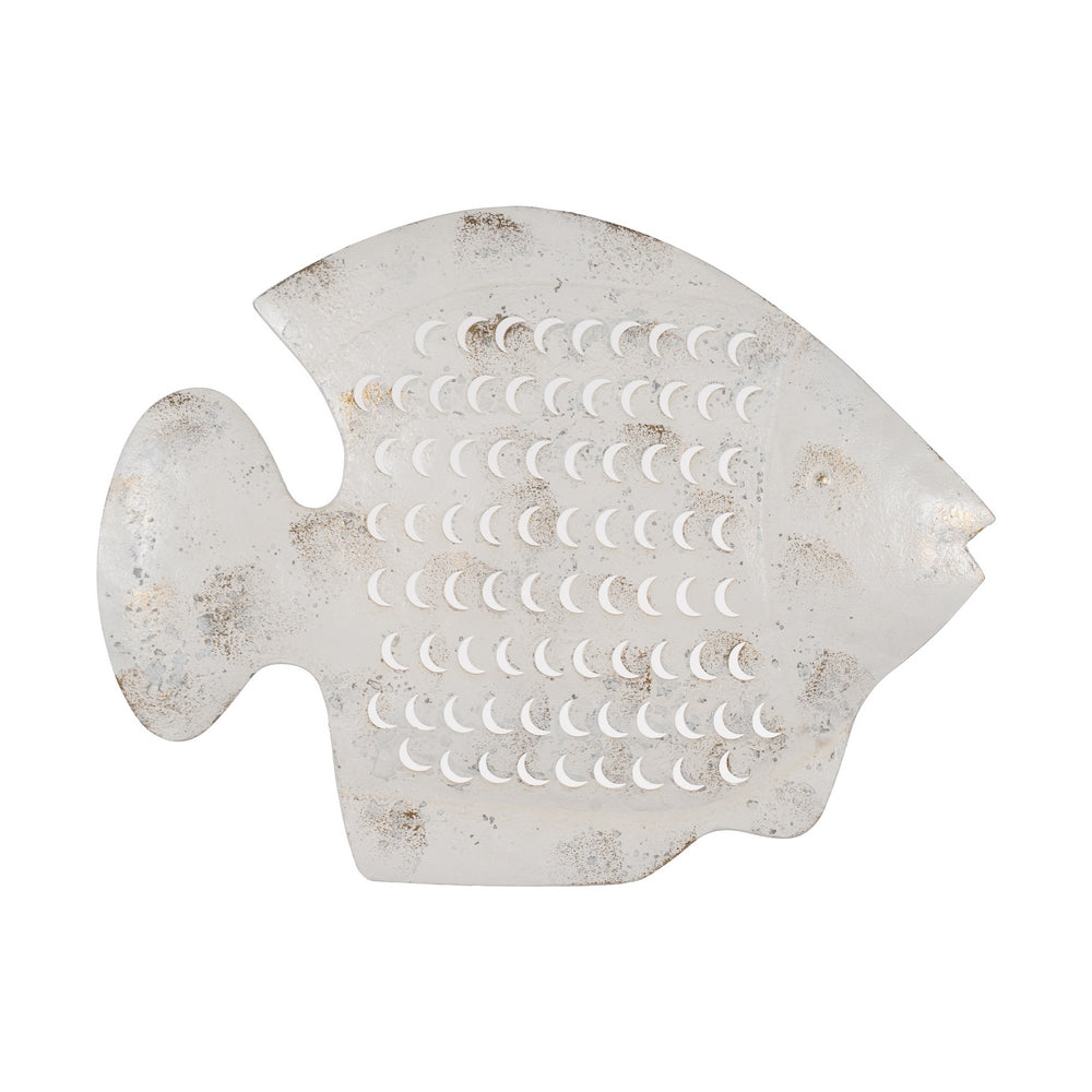 MURAL PARED PEZ BLANCO ROZADO METAL 49 X 3,50 X 37 CM