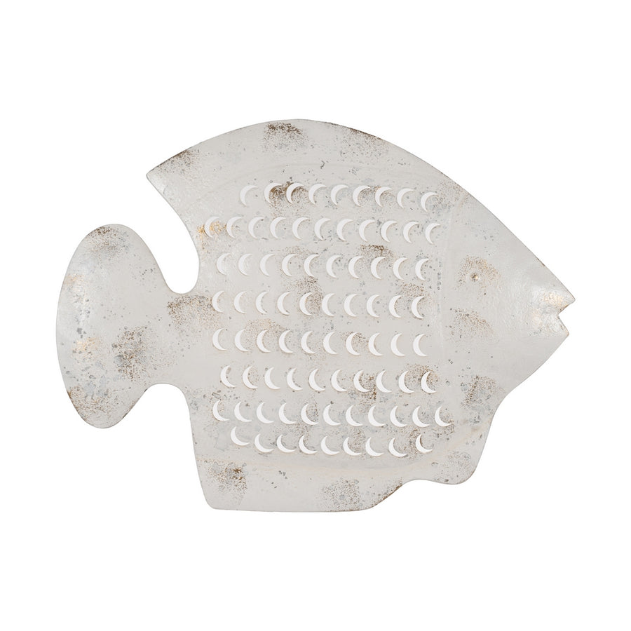 MURAL PARED PEZ BLANCO ROZADO METAL 49 X 3,50 X 37 CM