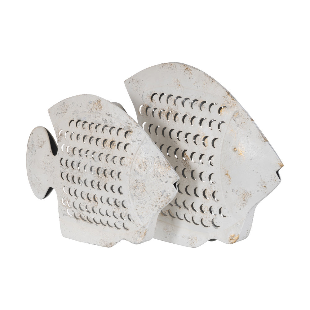 FIGURA PEZ BLANCO ROZADO METAL 48,50 X 5 X 40 CM