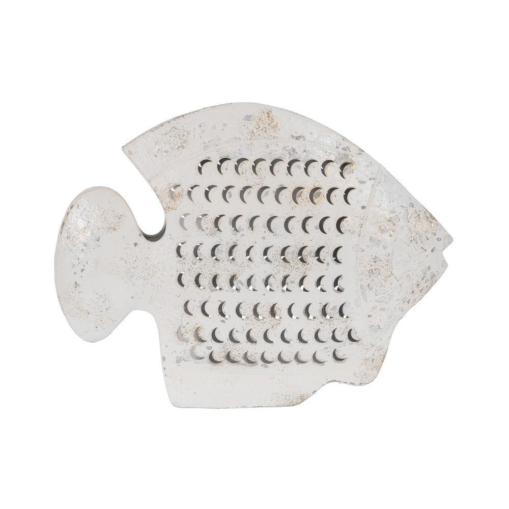 FIGURE PINKISH WHITE METAL FISH 48.50 X 5 X 40 CM