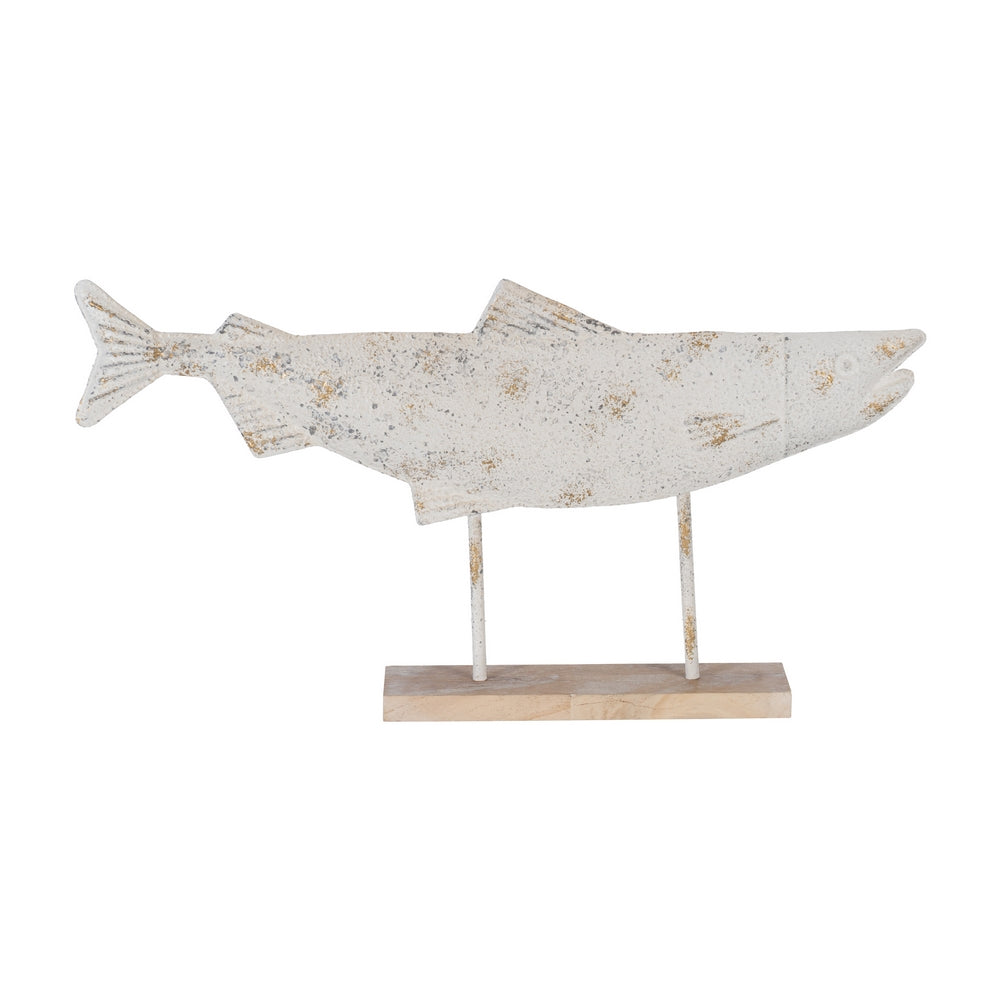 FIGURA PEZ BLANCO ROZADO METAL 63 X 8 X 33 CM