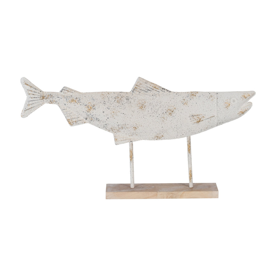 FIGURA PEZ BLANCO ROZADO METAL 63 X 8 X 33 CM