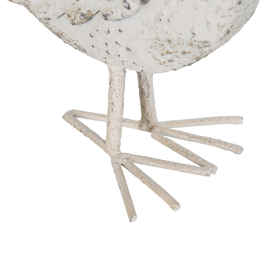 FIGURA GALLINA BLANCO ROZADO METAL 35,50 X 11 X 31 CM