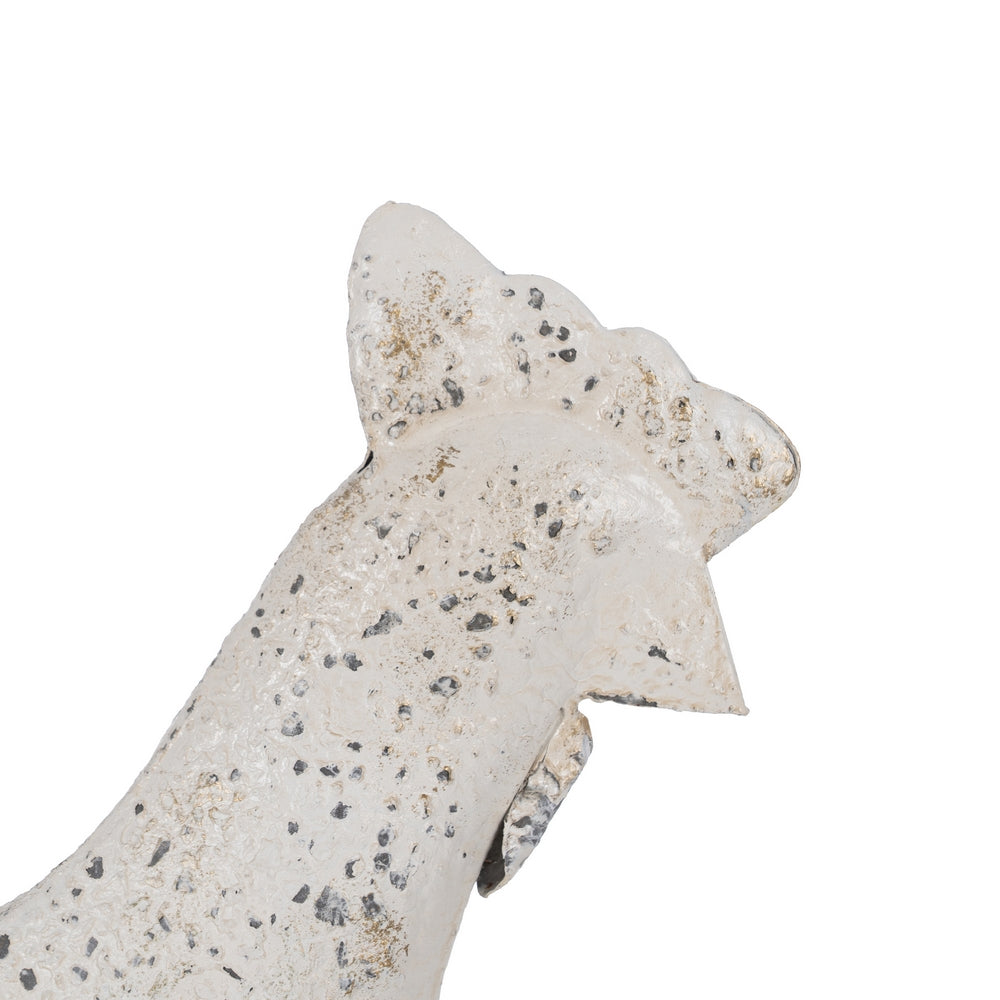 FIGURA GALLINA BLANCO ROZADO METAL 34 X 12 X 38 CM