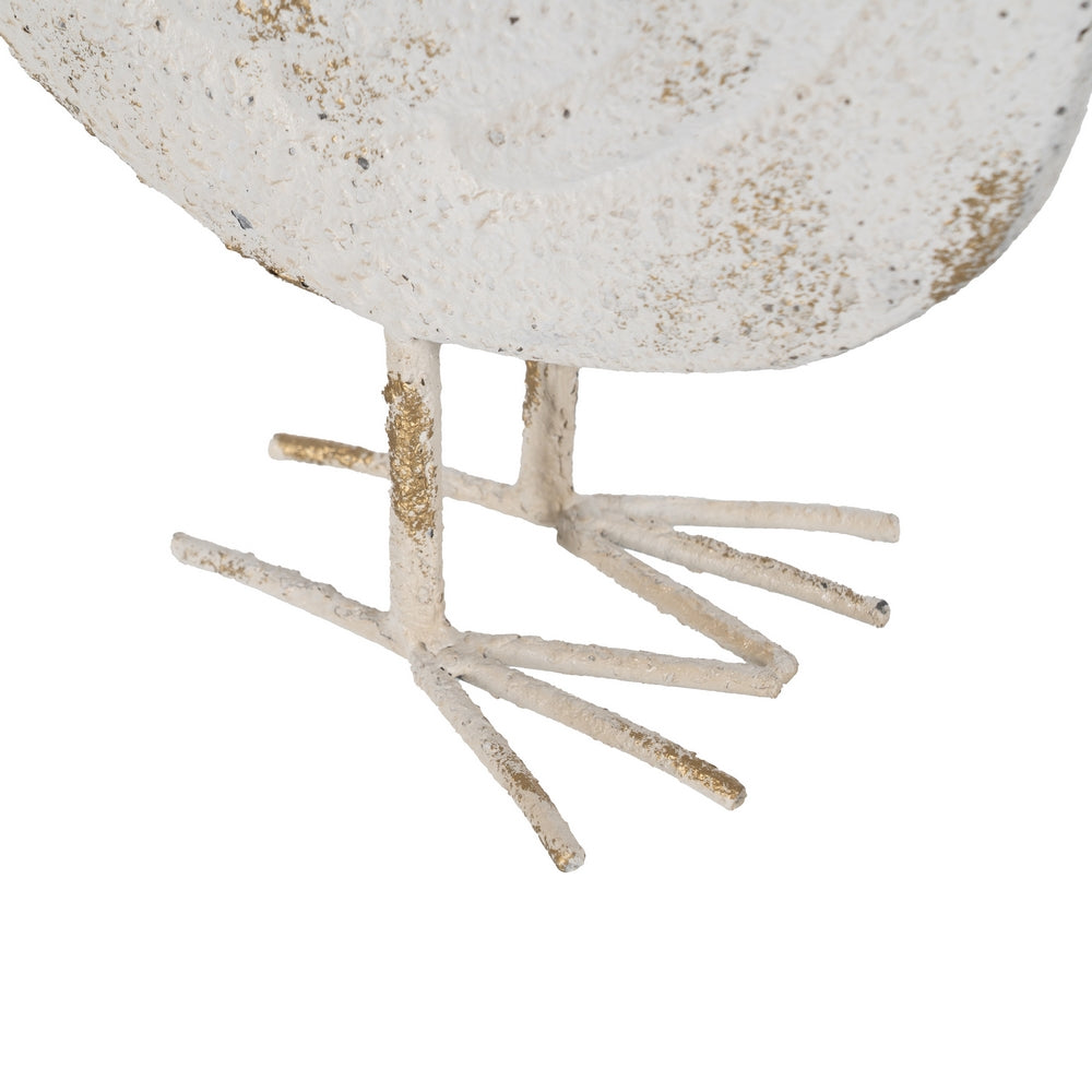 FIGURA GALLINA BLANCO ROZADO METAL 34 X 12 X 38 CM