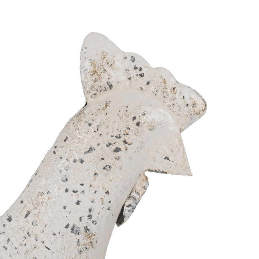 WHITE PINKISH METAL HEN FIGURE 17 X 43.50 X 48 CM