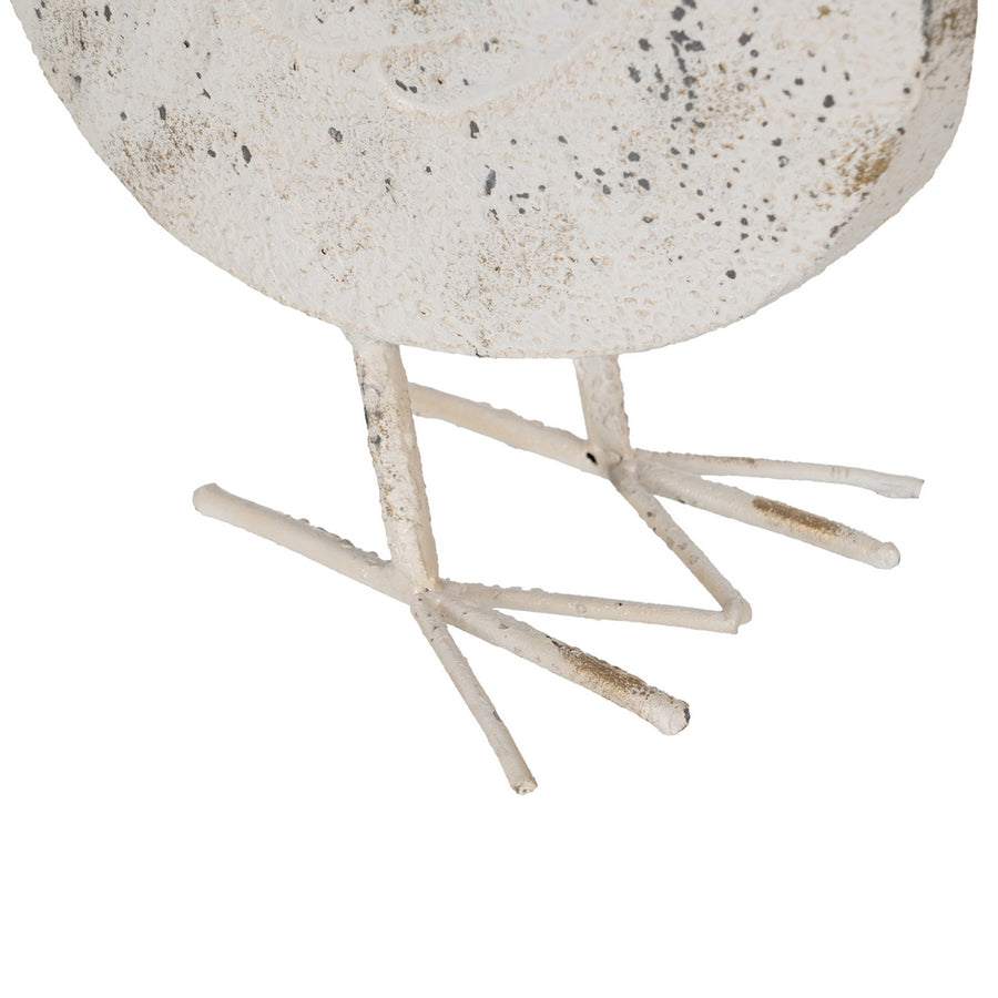 WHITE PINKISH METAL HEN FIGURE 17 X 43.50 X 48 CM