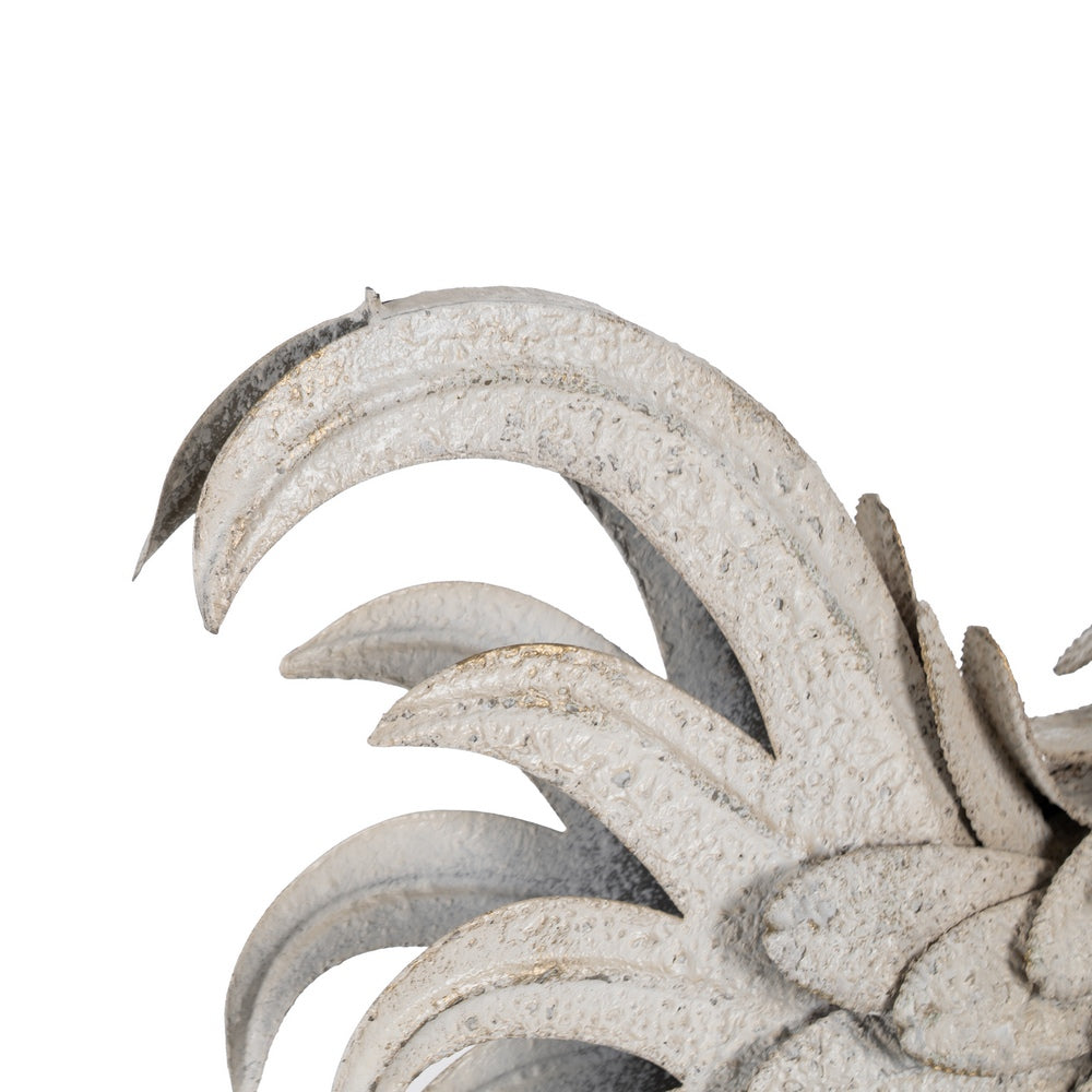 FIGURA GALLO BLANCO ROZADO METAL 36 X 14 X 49,50 CM