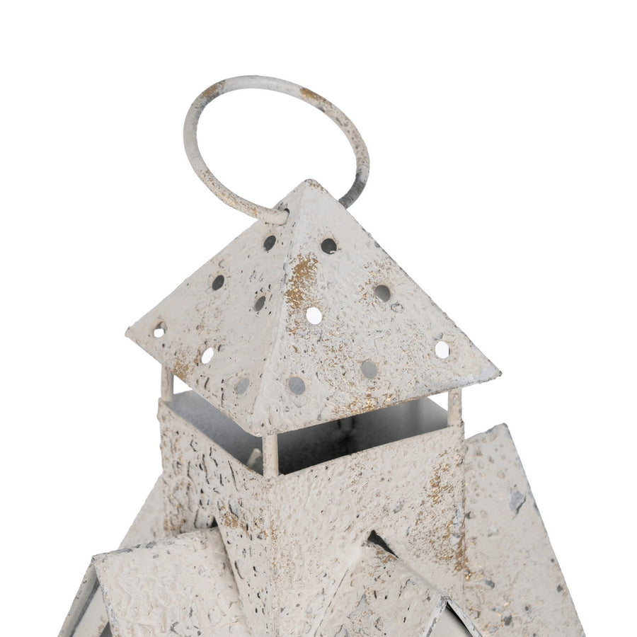 FAROL PORTAVELAS BLANCO METAL 15 X 15 X 45 CM