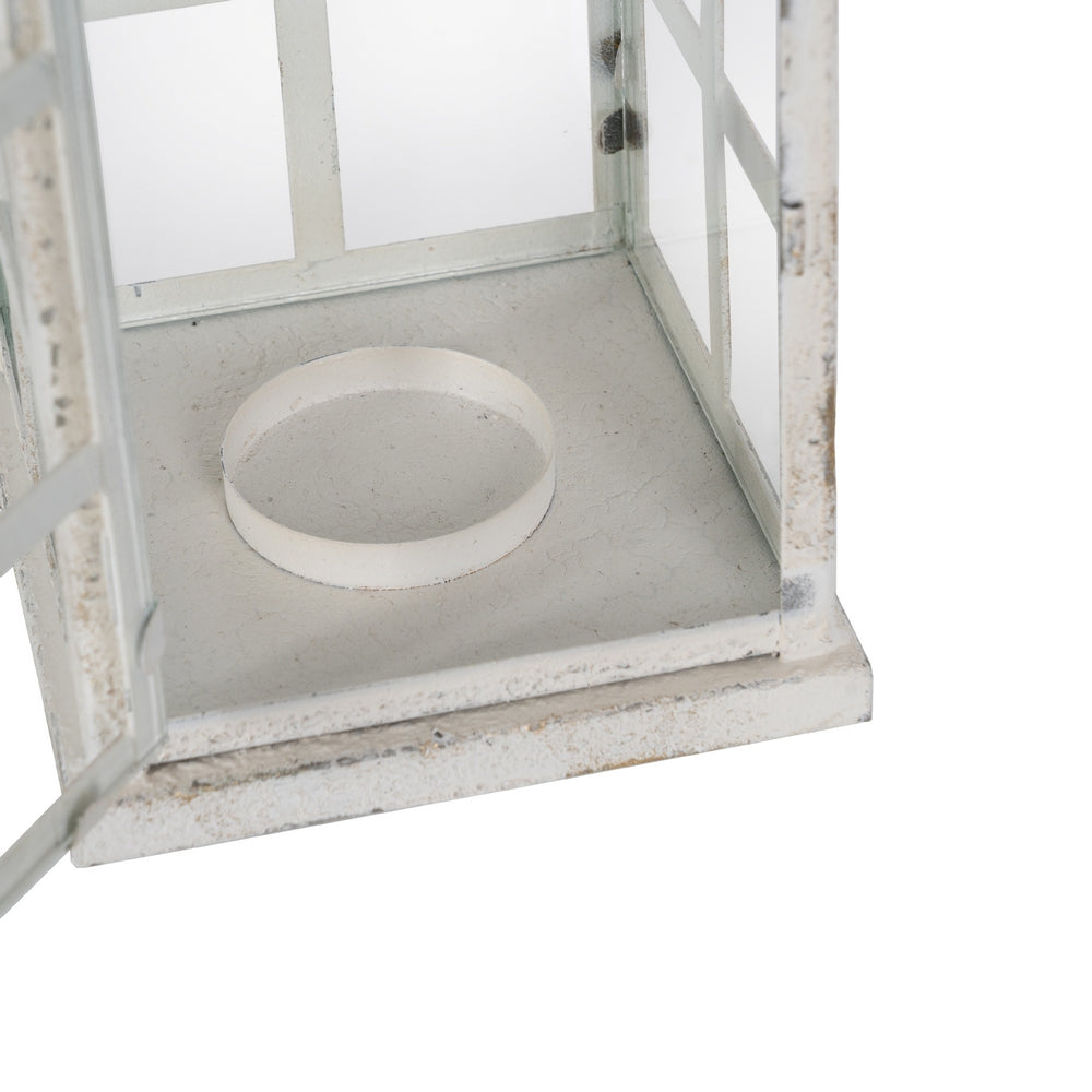 FAROL PORTAVELAS BLANCO METAL 15 X 15 X 45 CM