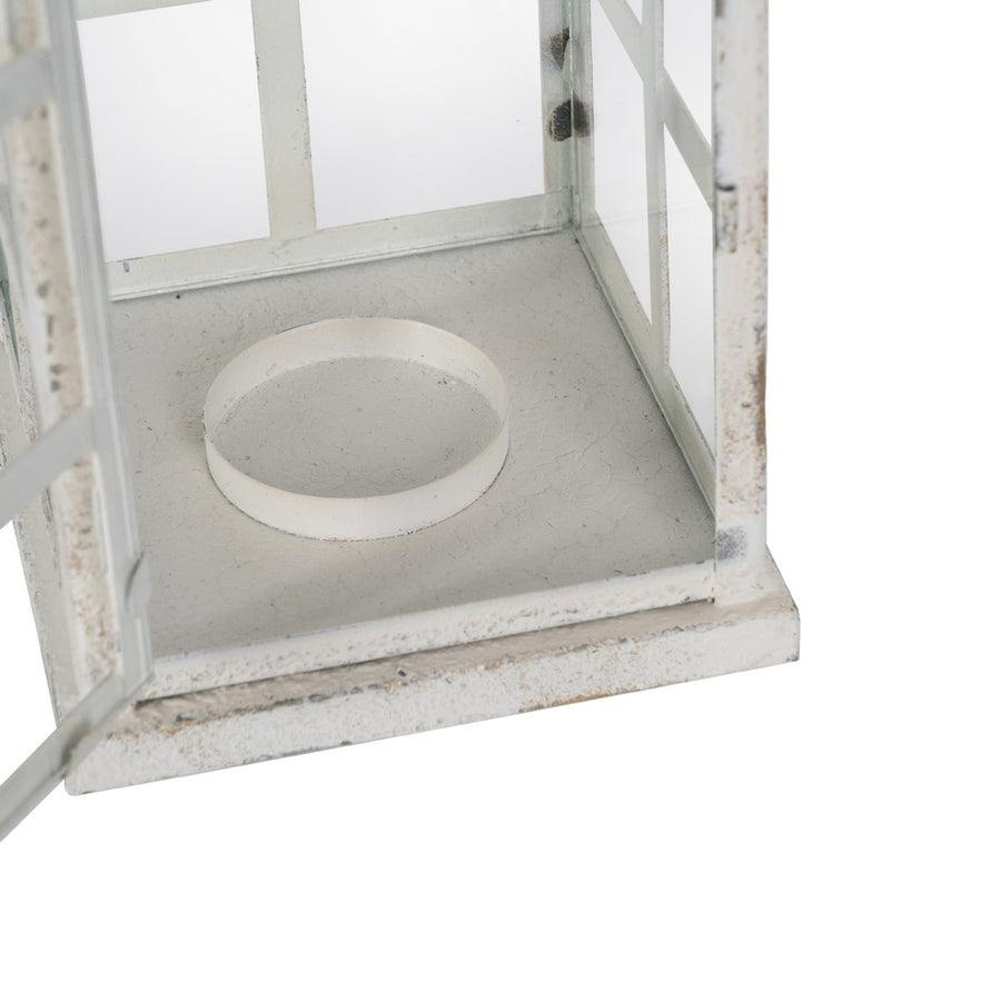 FAROL PORTAVELAS BLANCO METAL 15 X 15 X 45 CM
