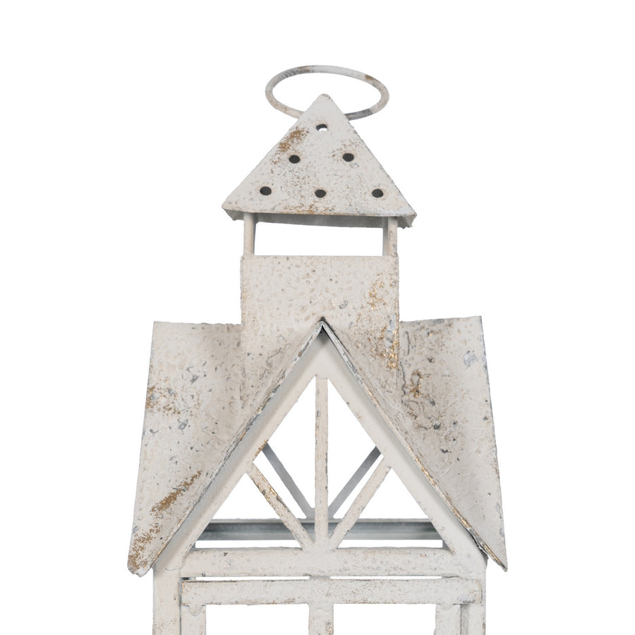 FAROL PORTAVELAS BLANCO METAL 15 X 15 X 45 CM