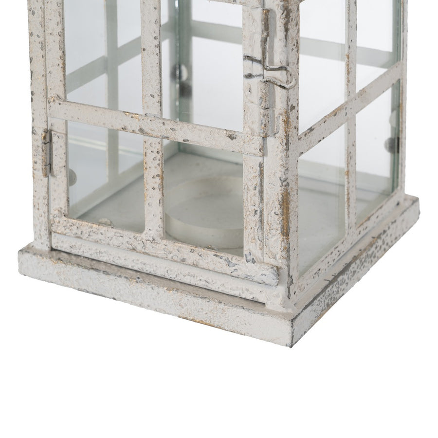 FAROL PORTAVELAS BLANCO METAL 15 X 15 X 45 CM
