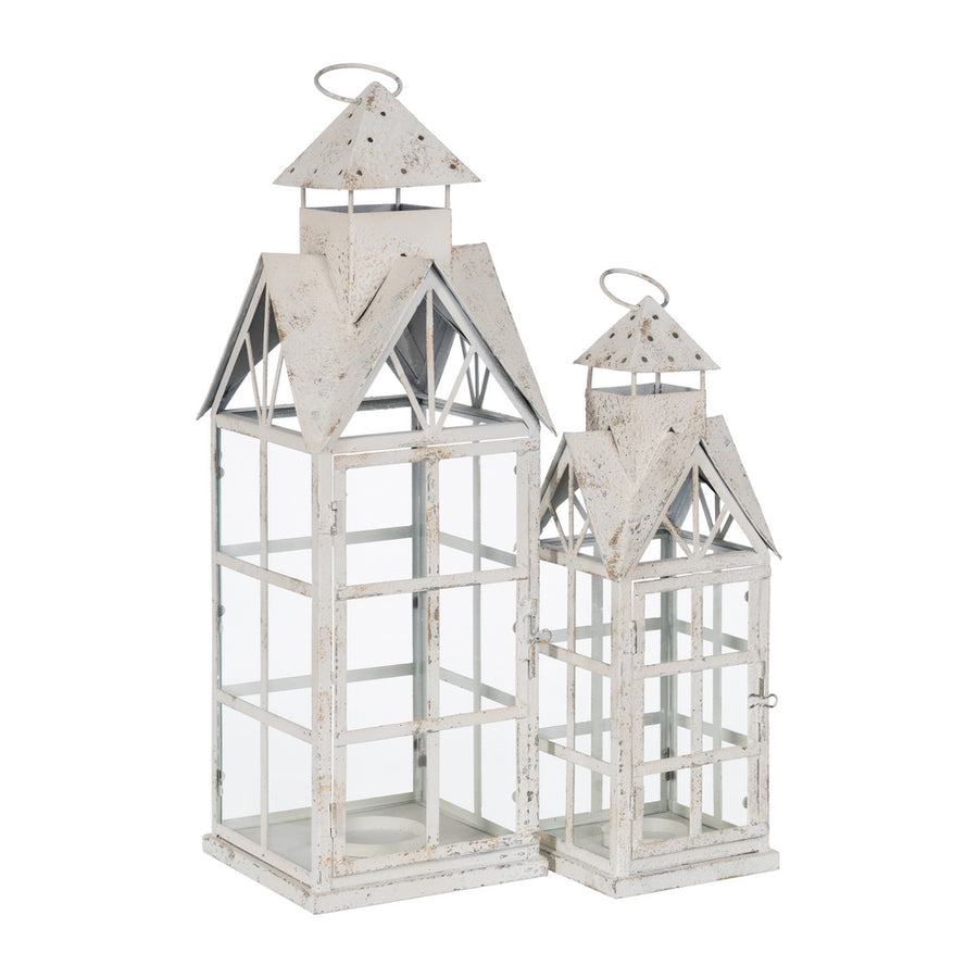 FAROL PORTAVELAS BLANCO METAL 21 X 21 X 63 CM