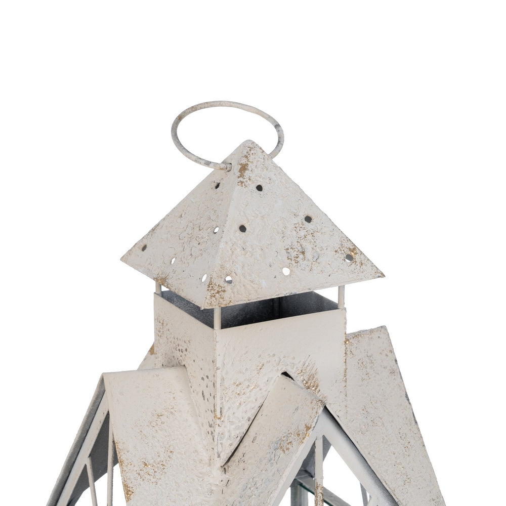 FAROL PORTAVELAS BLANCO METAL 21 X 21 X 63 CM