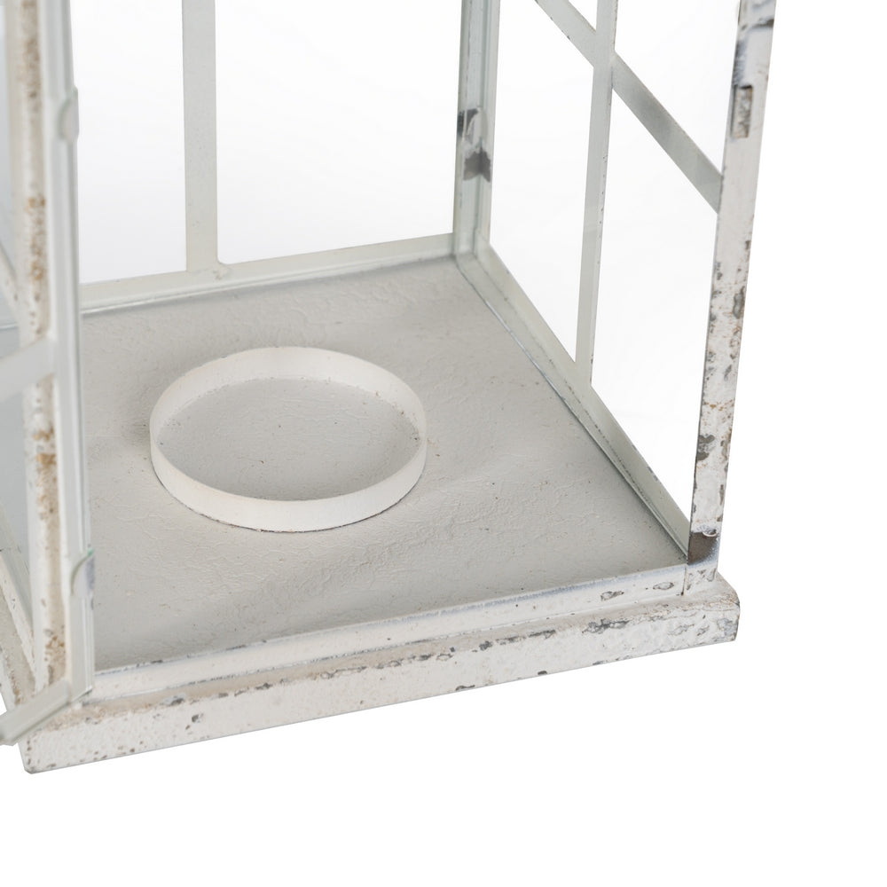 FAROL PORTAVELAS BLANCO METAL 21 X 21 X 63 CM