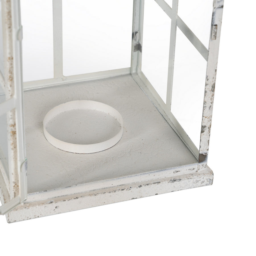 FAROL PORTAVELAS BLANCO METAL 21 X 21 X 63 CM